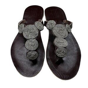 Swahili Coast Handcrafted Sandals Posie Fair Trade Womens Size 6 Silver NEW